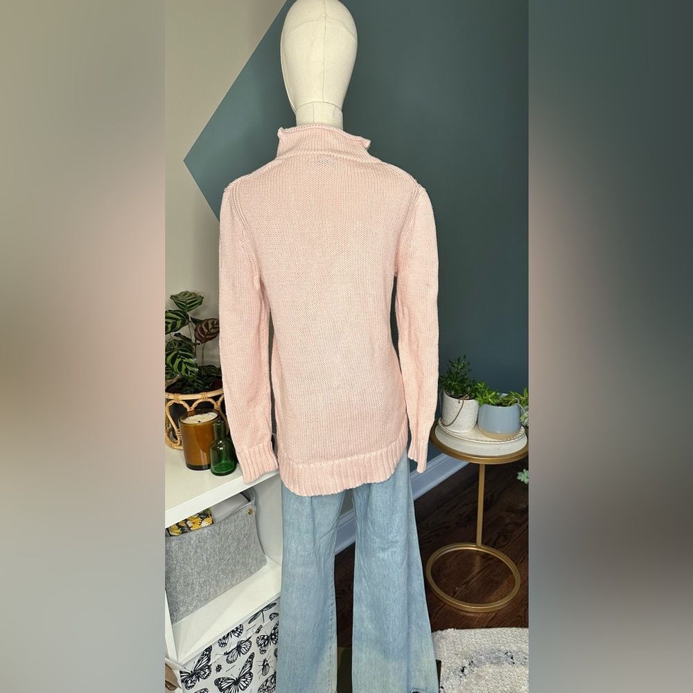 J.Crew Always Rollneck Sweater Pink Women’s Classic 100% Cotton Knit Pullover M - Picture 4 of 11